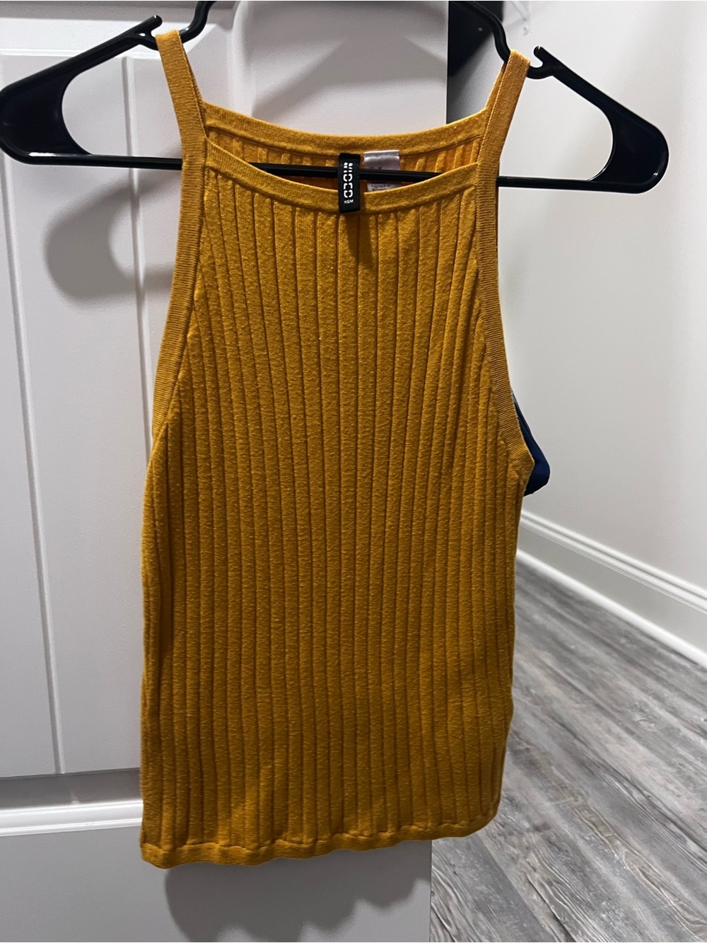 H&M Ribbed Mustard Halter Tank Top